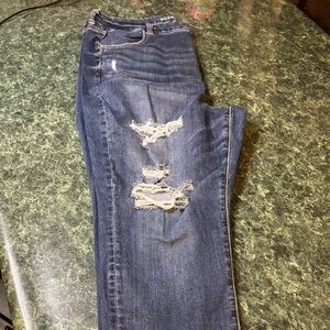 American Eagle Outfitters Ripped Blue Skinny Jeans
